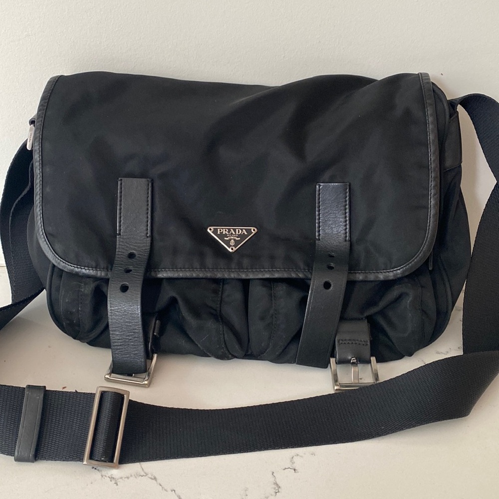 Prada double pocket messenger bag